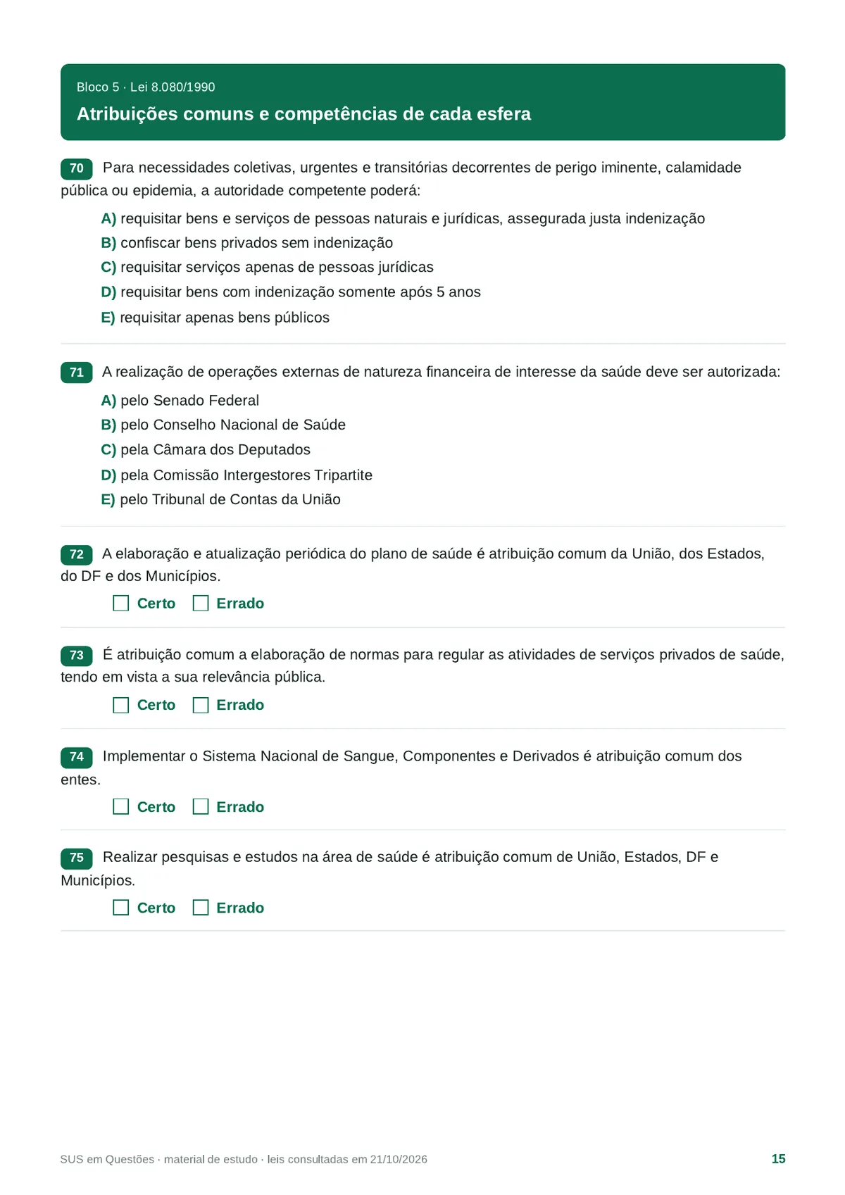 Página real do PDF SUS em Questões: página de questões